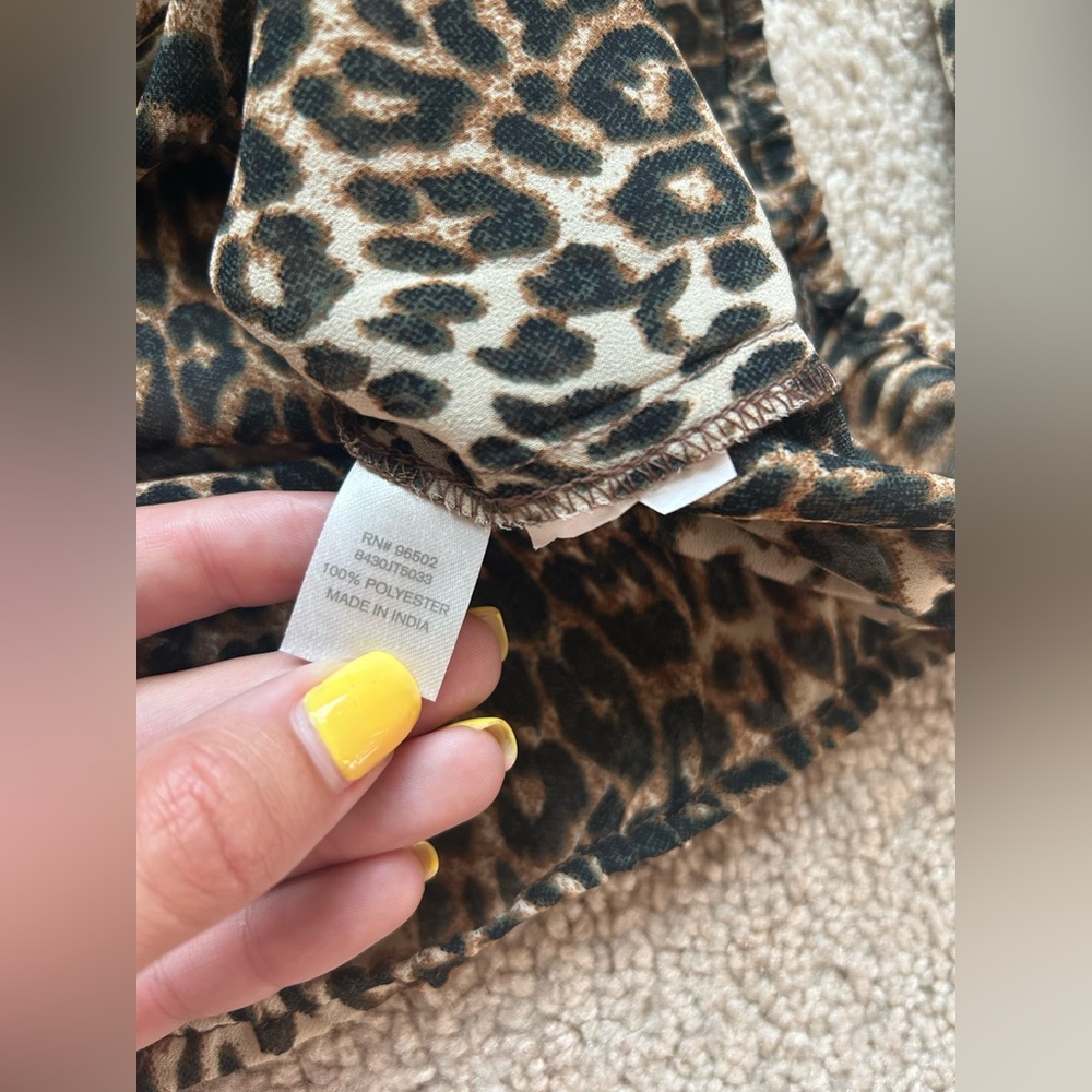 Charming Charlie Sheer Long Sleeve Cheetah Top - Picture 4 of 5